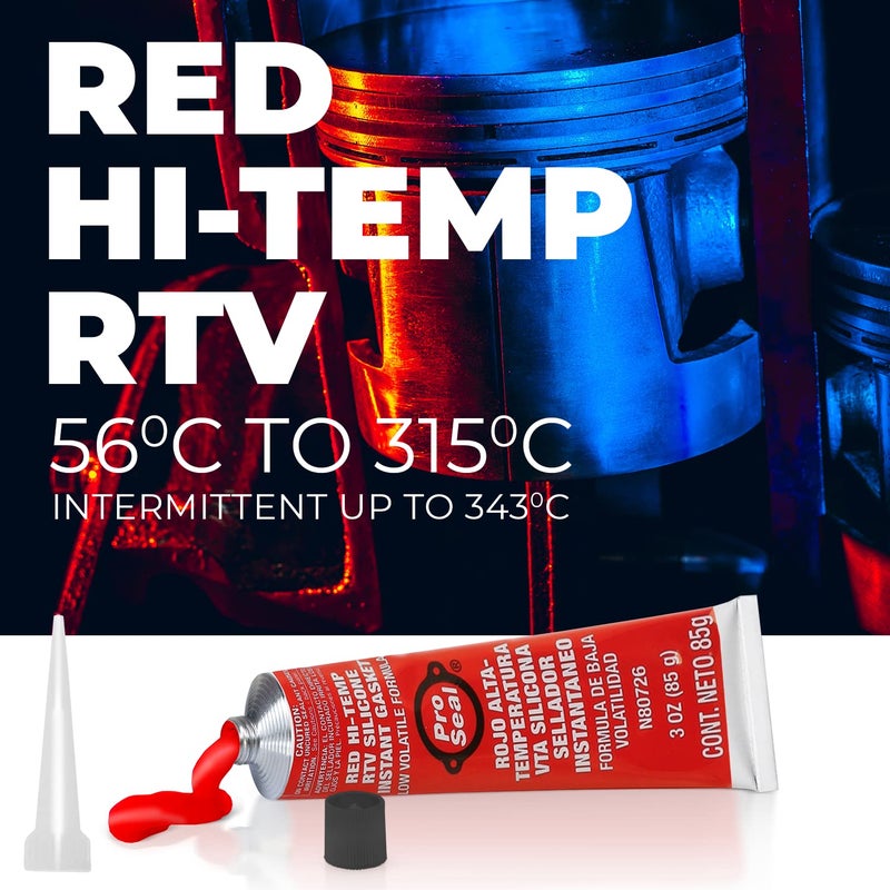 SealPro RTV Silicone Sealant, 3 oz Tube, Red (80726) - Image 2